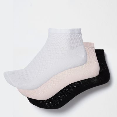 Pink, white and neutral trainer socks pack